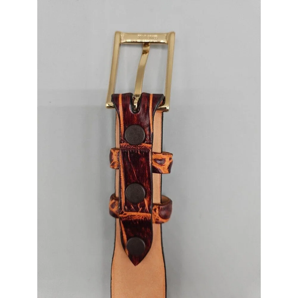 Louisiana Alligator Brown Leather Mens Tapered Belt Handcrafted In USA Size 32